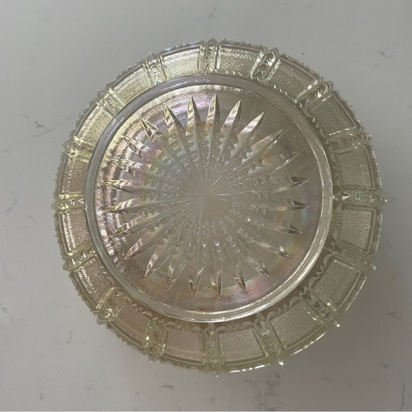 Vintage Lenox Imperial Glass Beaded Block Frosted Iridescent Bowl Dish - Picture 7 of 7